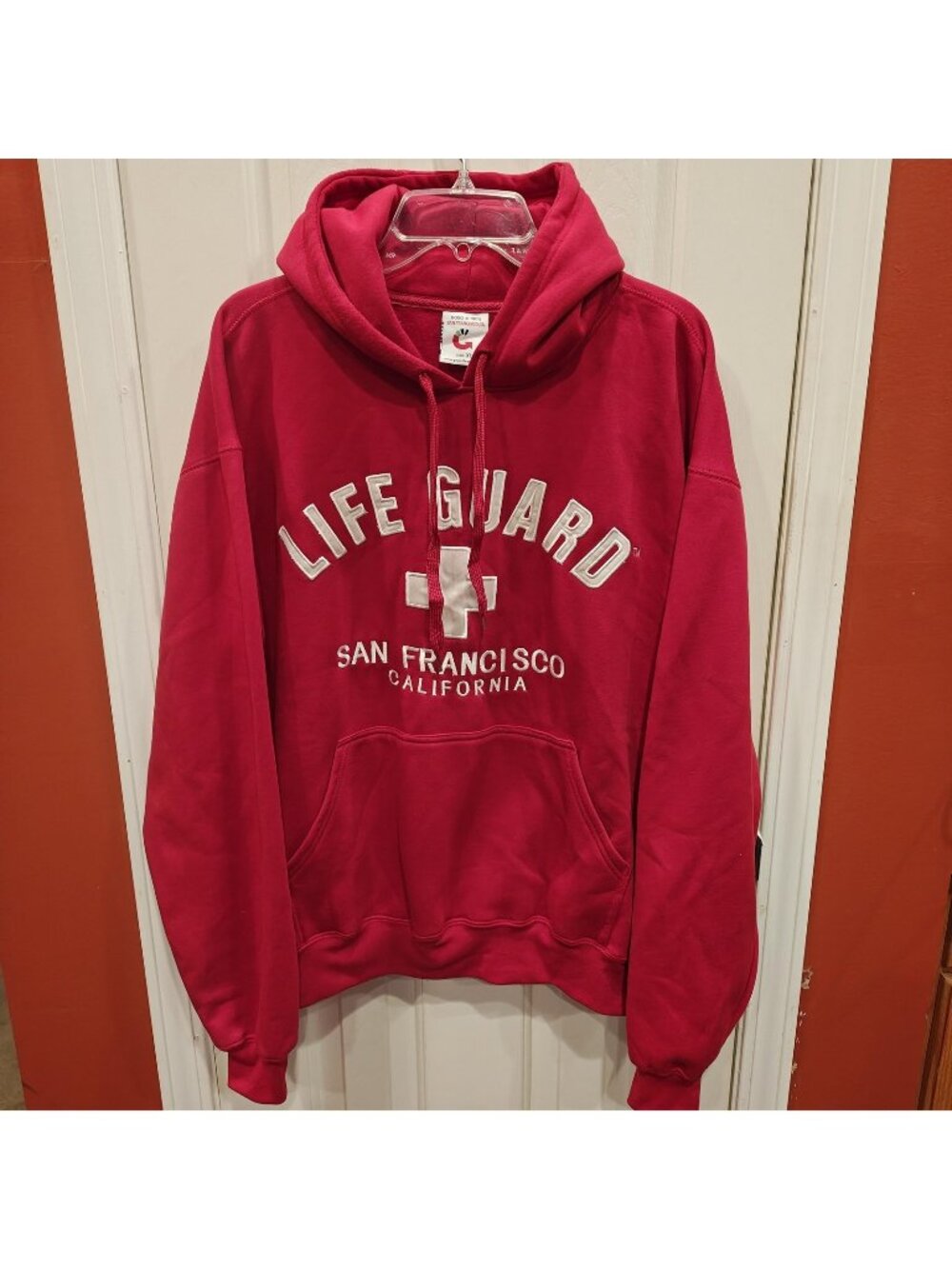 GOGO SPORTS Lifeguard San Francisco Hoodie Sweatshirt Mens XL Red Pullover